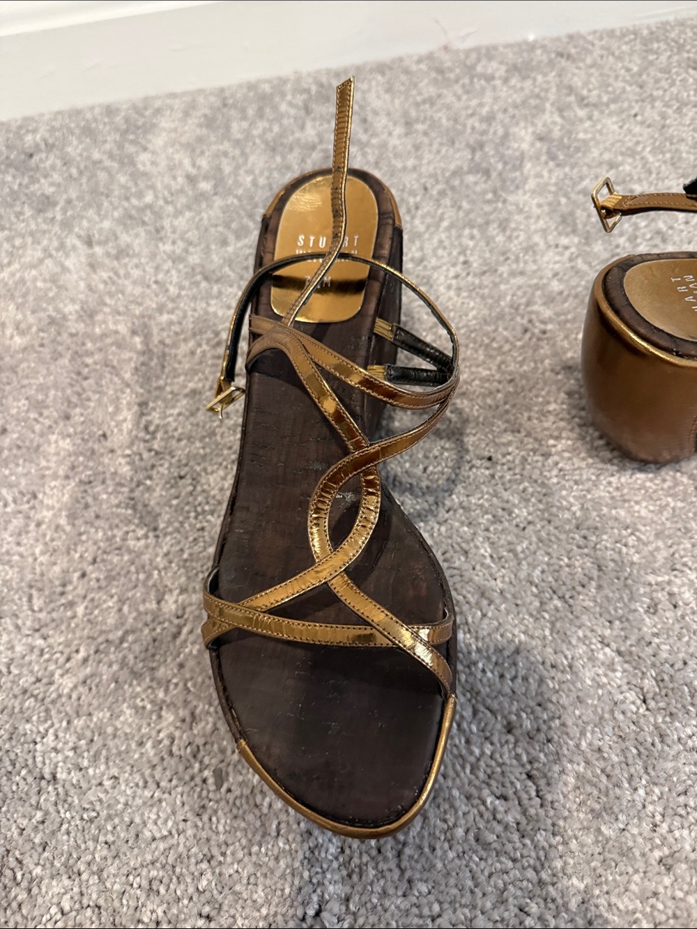 Stuart Weitzman Bronze Metallic Strappy Sandal